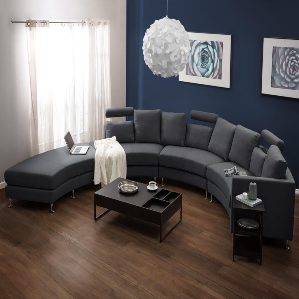 Popular Modern Curved Sectional Sofa In Setoril Modern Sectional Sofa Swith Chaise Woven Linen (View 12 of 25)