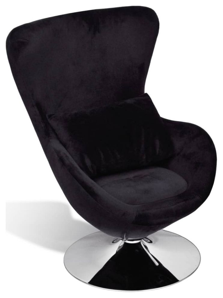 Popular Vidaxl Swivel Egg Chair With Cushion Black Velvet French Intended For 4pc French Seamed Sectional Sofas Velvet Black (View 24 of 25)