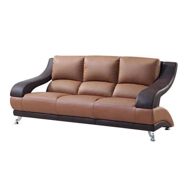 Preferred Bonded Leather All In One Sectional Sofas With Ottoman And 2 Pillows Brown For Shop Two Tone Brown Bonded Leather Sofa – Free Shipping (View 24 of 25)