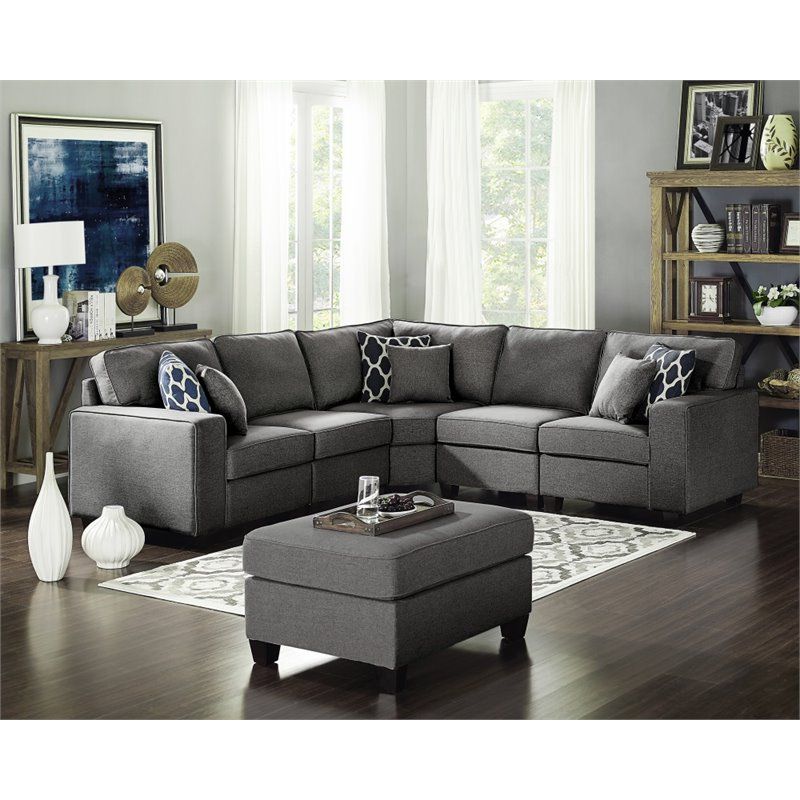Preferred Sectional Sofas In Gray Within Sonoma Dark Gray Linen 6pc Modular Sectional Sofa And (View 11 of 25)