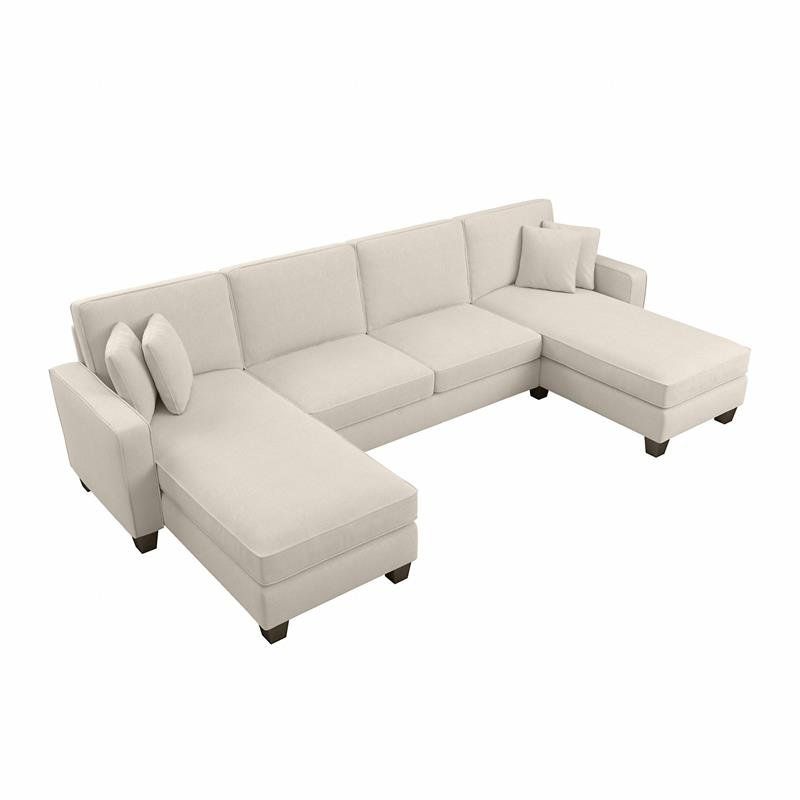 Preferred Stockton 130W Sectional With Double Chaise In Cream Within 130" Stockton Sectional Couches With Double Chaise Lounge Herringbone Fabric (View 1 of 24)