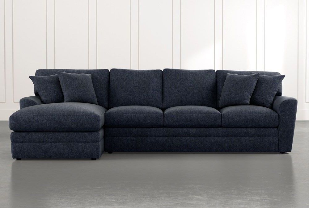 Recent 2pc Luxurious And Plush Corduroy Sectional Sofas Brown Pertaining To Prestige Foam Navy Blue 2 Piece Sectional With Left Arm (Photo 25 of 25)