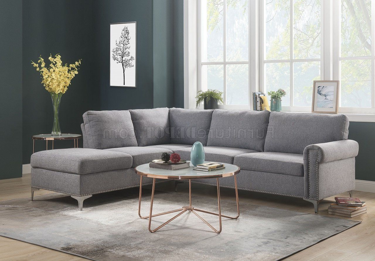 Recent Melvyn Sectional Sofa 52755 In Gray Fabricacme W/options In Gneiss Modern Linen Sectional Sofas Slate Gray (Photo 8 of 25)