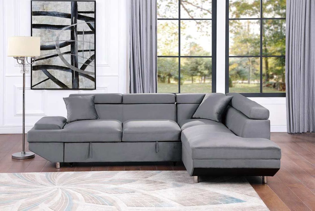 Sectional Sofas In Gray With Regard To Most Popular Grey Velvet Sectional Sofa Bed He Cruise (View 10 of 25)
