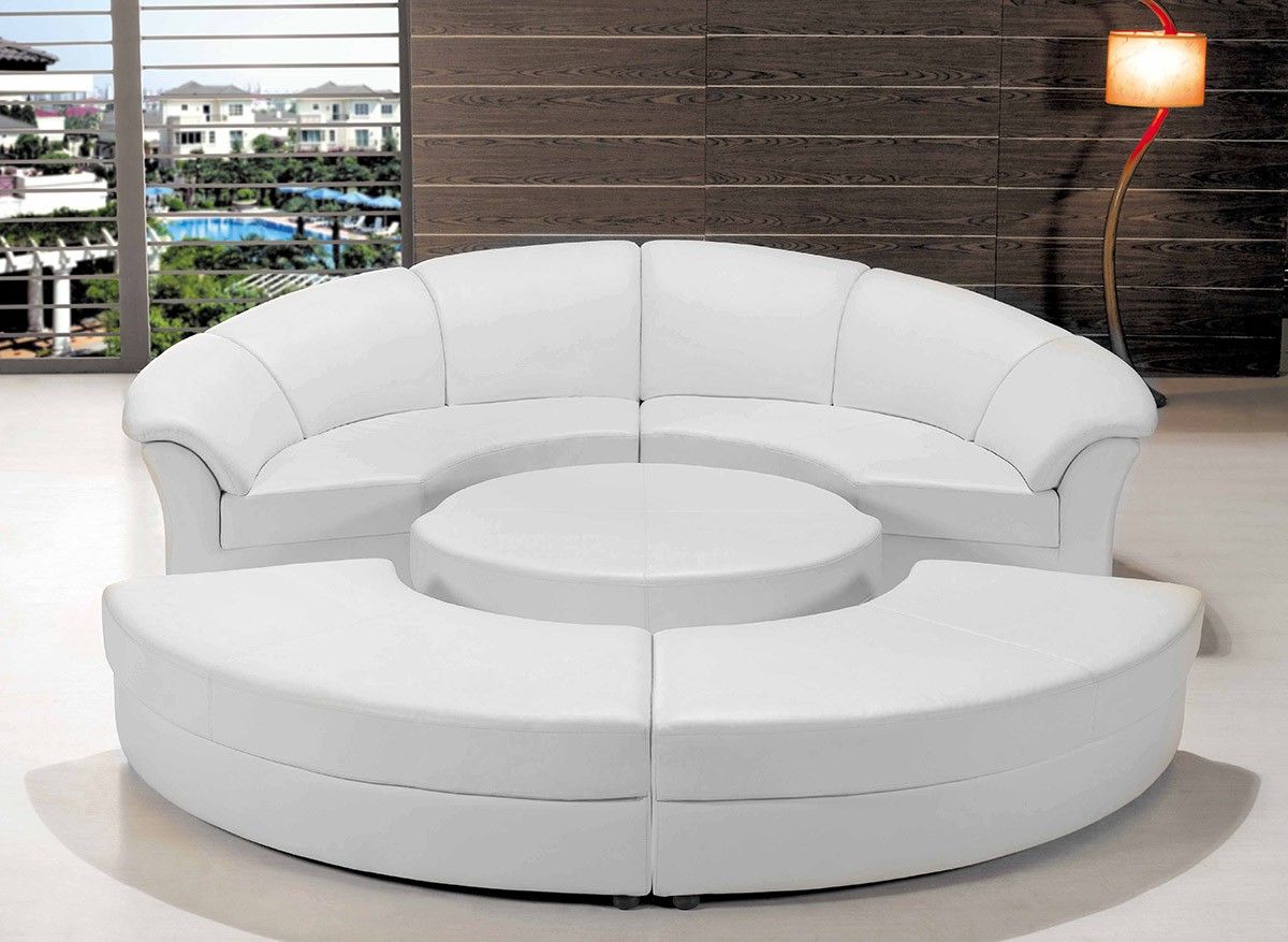 Sectional Sofas In White Throughout Well Known Modern White Leather Circular Sectional Sofa (View 21 of 25)