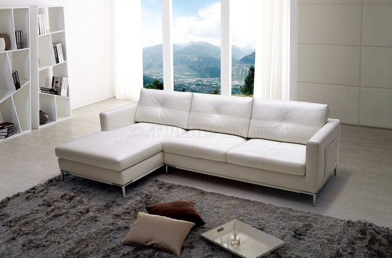 Slim Sectional Sofabeverly Hills In White Full Leather Pertaining To Most Current Sectional Sofas In White (View 4 of 25)
