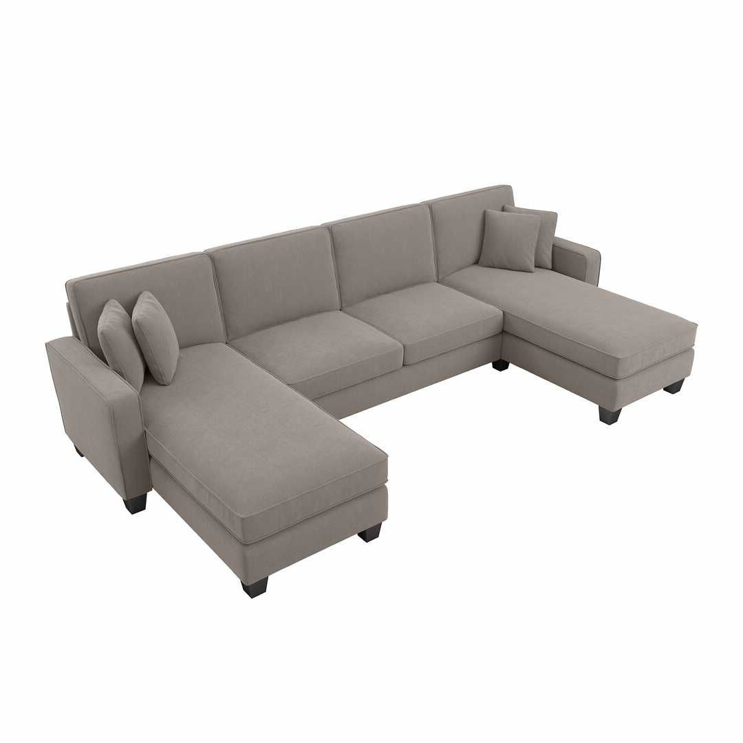 Stockton 130W Sectional Couch With Double Chaise Lounge In Famous 130" Stockton Sectional Couches With Double Chaise Lounge Herringbone Fabric (View 2 of 24)