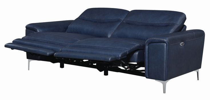 Trendy Bloutop Upholstered Sectional Sofas Pertaining To Largo Ink Blue Sofa 603391P Coaster Furniture Recliners In (View 3 of 25)