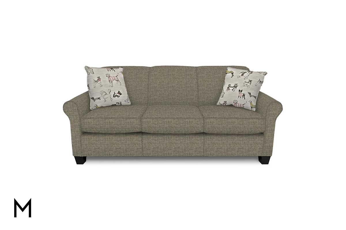Well Known Angie Sofa In Hadley Gray Within Hadley Small Space Sectional Futon Sofas (View 9 of 25)