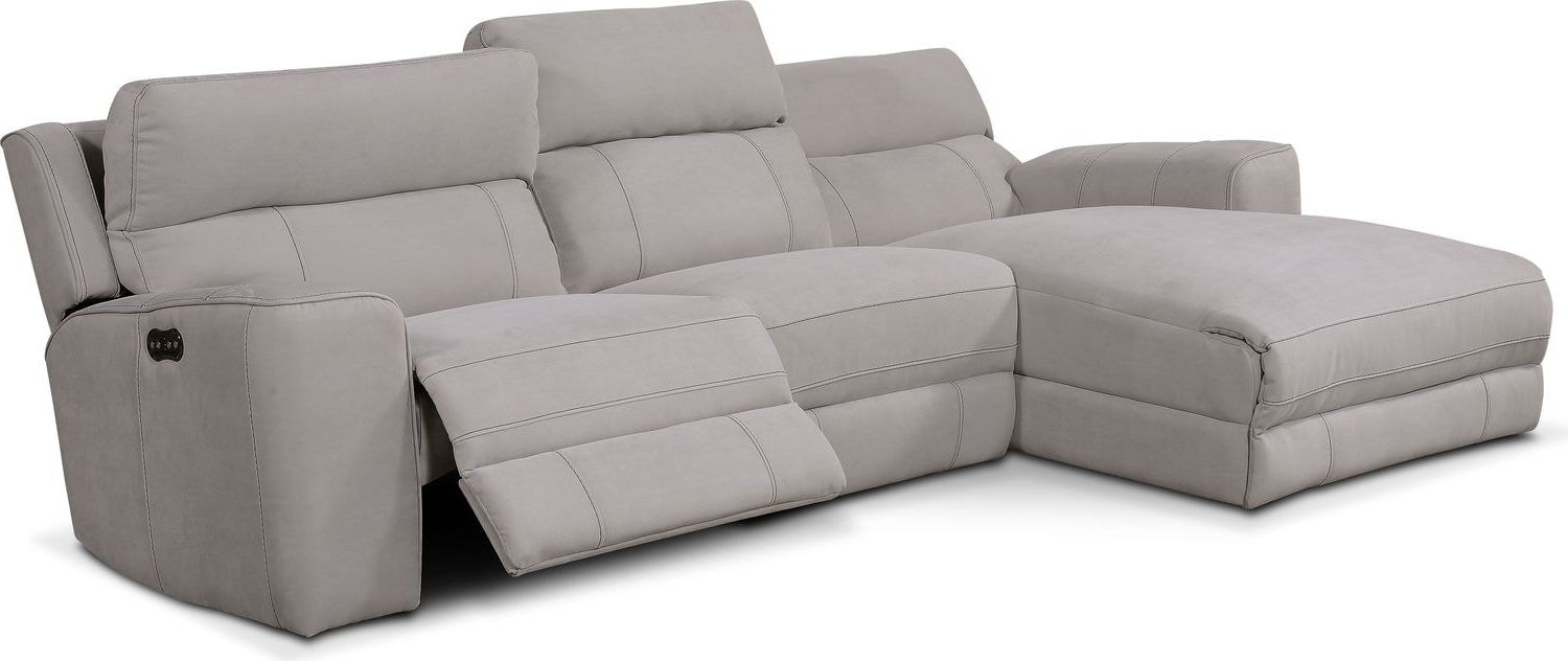 Well Known Palisades Reclining Sectional Sofas With Left Storage Chaise Intended For Newport 3 Piece Power Reclining Sectional With Left Facing (Photo 5 of 25)