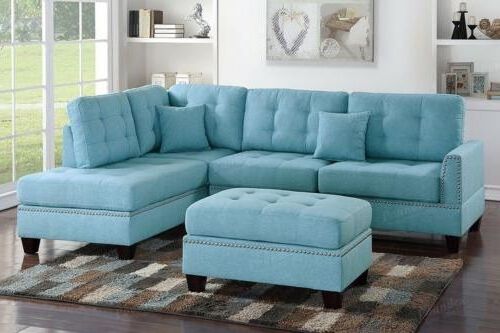 Well Known Turquoise Sectional Sofa Plush Back Pillow Reversible Chaise Within Clifton Reversible Sectional Sofas With Pillows (Photo 17 of 25)