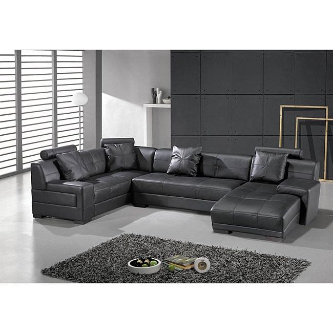 Well Known Wynne Contemporary Sectional Sofas Black With Shop Houston Black Leather 3 Piece Sectional Set – Free (View 7 of 25)