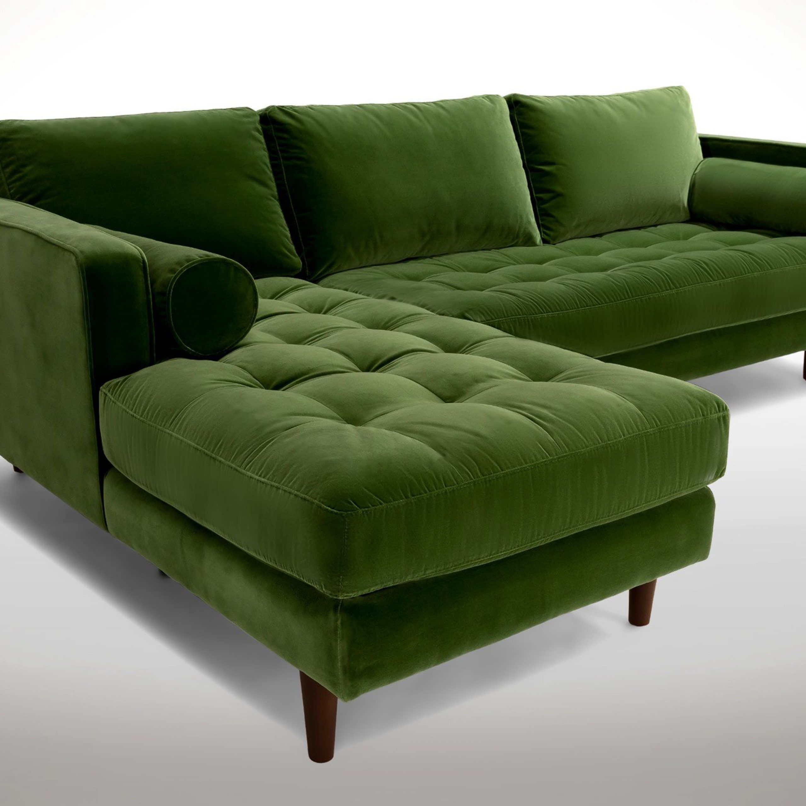 Well Liked Florence Mid Century Modern Velvet Right Sectional Sofas With Sven Grass Green Right Sectional Sofa (Photo 14 of 25)