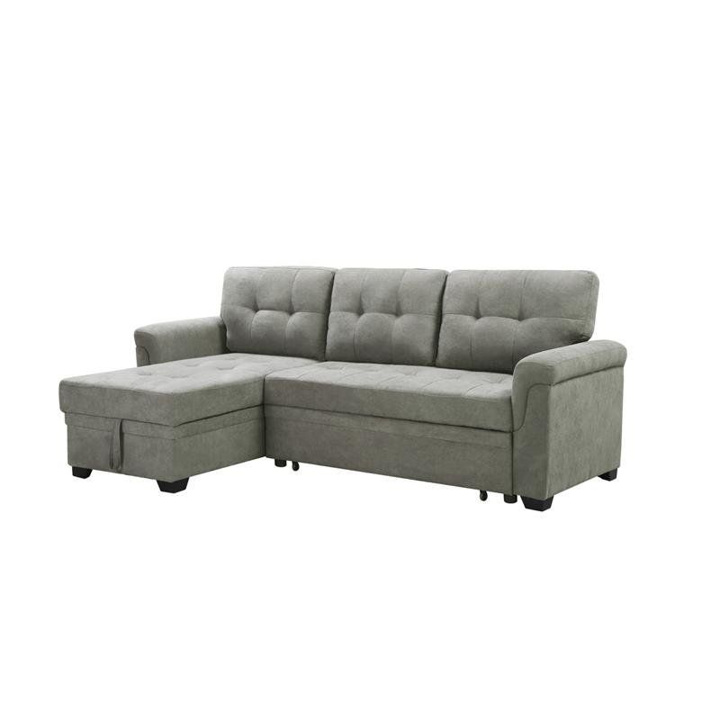 Well Liked Lucca Light Gray Fabric Reversible Sectional Sleeper Sofa With Regard To Copenhagen Reversible Small Space Sectional Sofas With Storage (View 16 of 25)