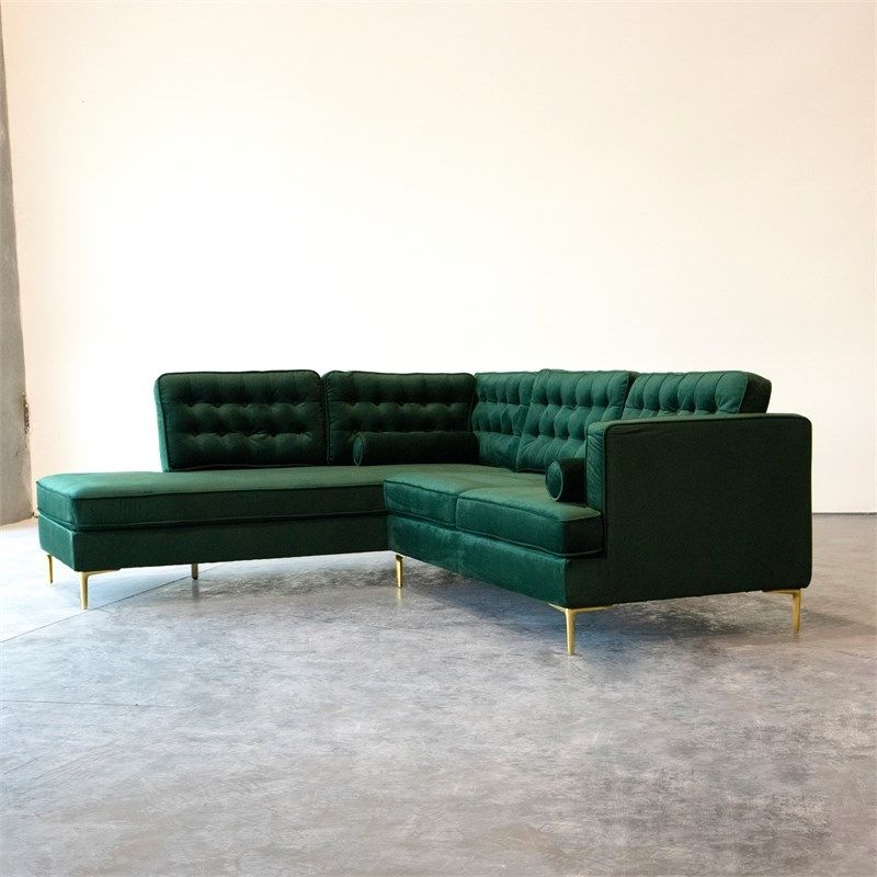 Well Liked Mid Century Modern Kole Forest Green Velvet Sectional Within Florence Mid Century Modern Right Sectional Sofas (View 23 of 25)