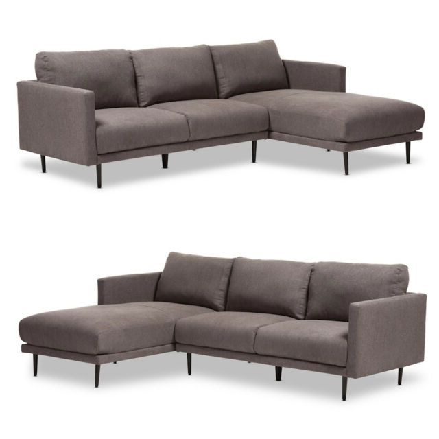 Well Liked Retro Grey Fabric Left Or Right Facing Chaise Sectional Throughout Dulce Mid Century Chaise Sofas Light Gray (View 14 of 25)