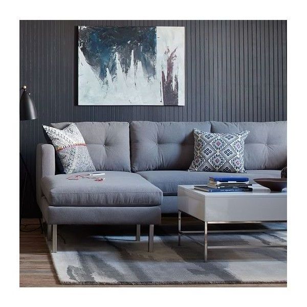 West Elm Jackson Sectional, Linen Weave, Dusty Blue In Trendy Brayson Chaise Sectional Sofas Dusty Blue (View 8 of 25)