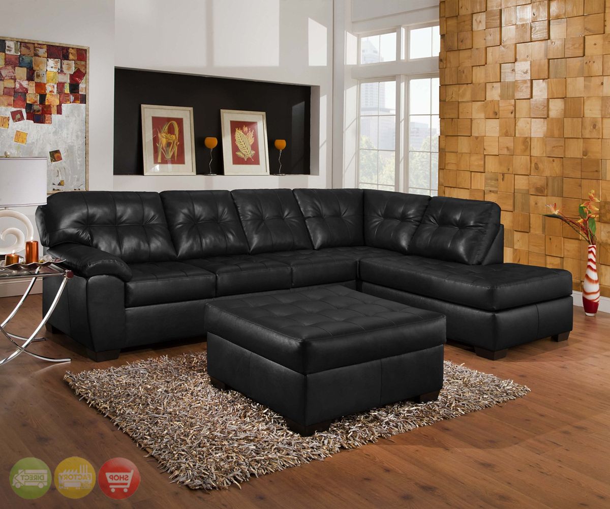 Wynne Contemporary Sectional Sofas Black For Most Recent Soho Contemporary Onyx Leather Sectional Sofa W/ Left Chaise (Photo 3 of 25)