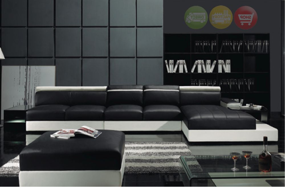 Wynne Contemporary Sectional Sofas Black Inside Most Up To Date Black & White Modern Leather Modular Sectional Sofa Vig T  (View 20 of 25)
