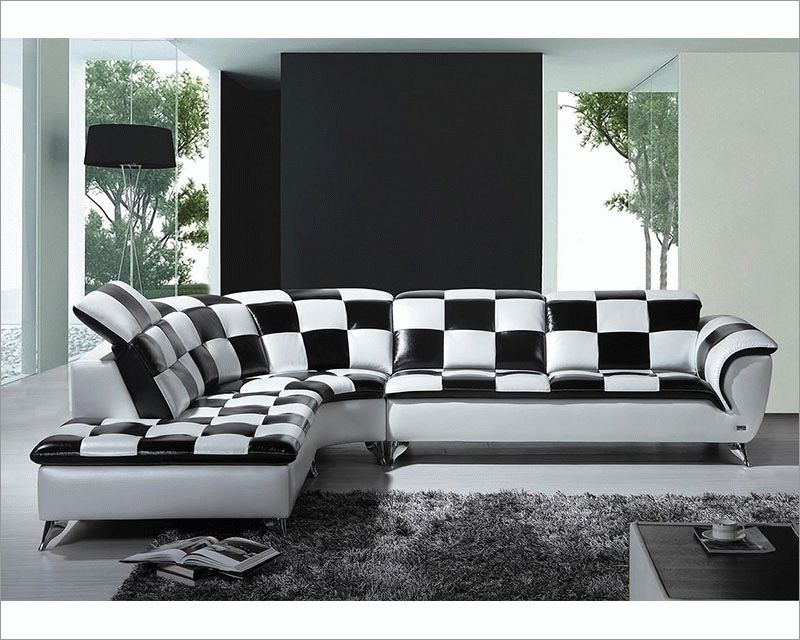 Wynne Contemporary Sectional Sofas Black Pertaining To Most Recent Black And White Checkered Leather Sectional Sofa 44l5973 (Photo 23 of 25)