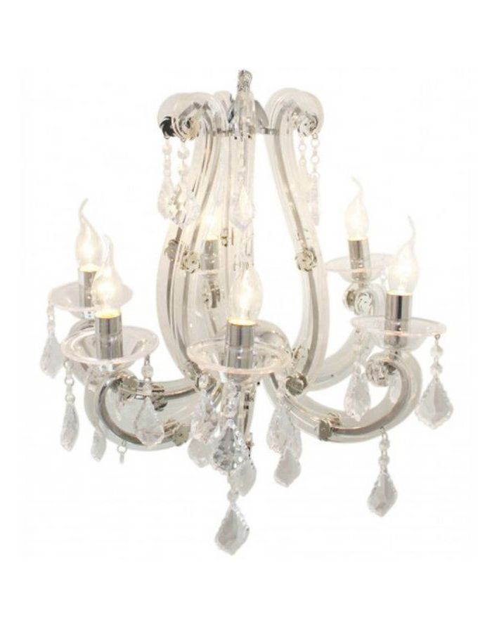 2019 Antique French Style Chandelier – 6 Light White Pendant Intended For French White 27 Inch Six Light Chandeliers (View 5 of 15)