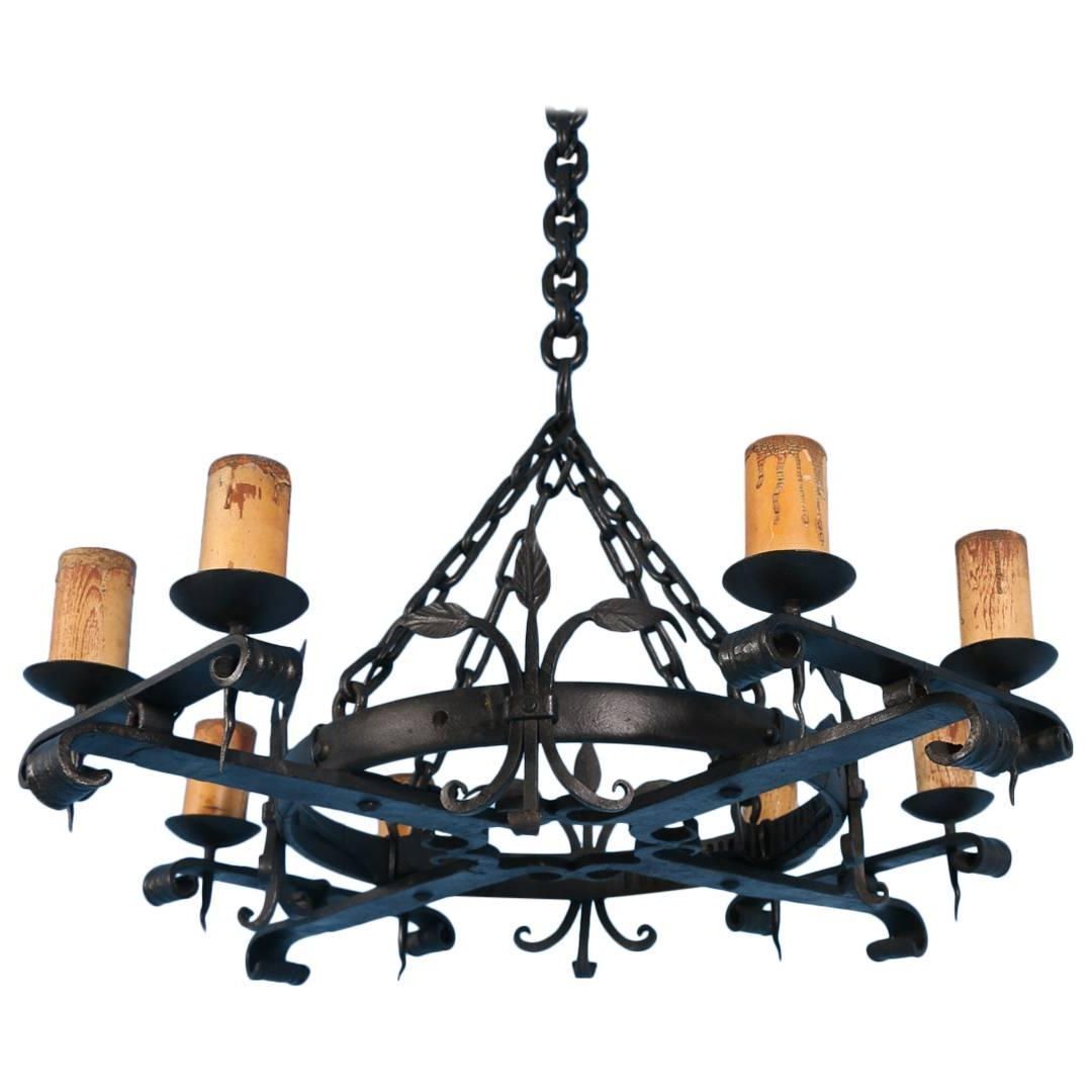 2019 Rustic Black 28 Inch Four Light Chandeliers Within Antique Black Rustic Wrought Iron Danish Chandelier, Circa (View 11 of 15)