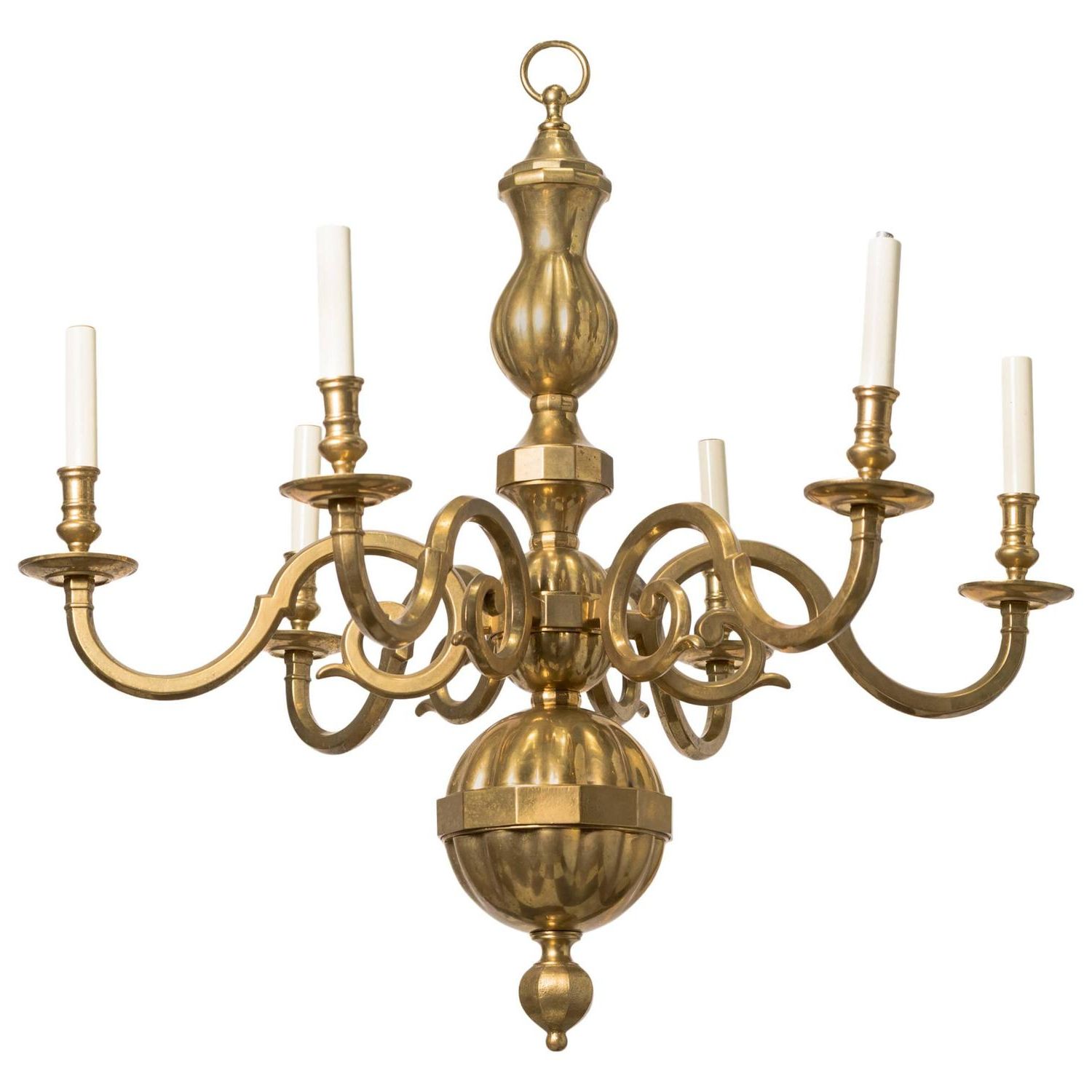 2020 Traditional Solid Brass Six Arm Chandelier At 1Stdibs Within Natural Brass Six Light Chandeliers (View 1 of 15)