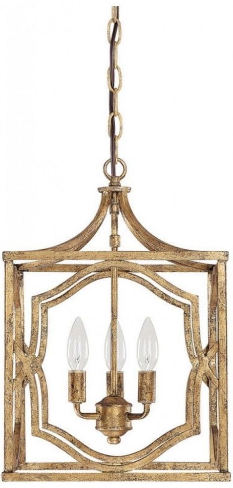 3 Light Traditional Antique Gold Foyer Pendant Ceiling With Recent Antique Gold 18 Inch Four Light Chandeliers (View 10 of 15)
