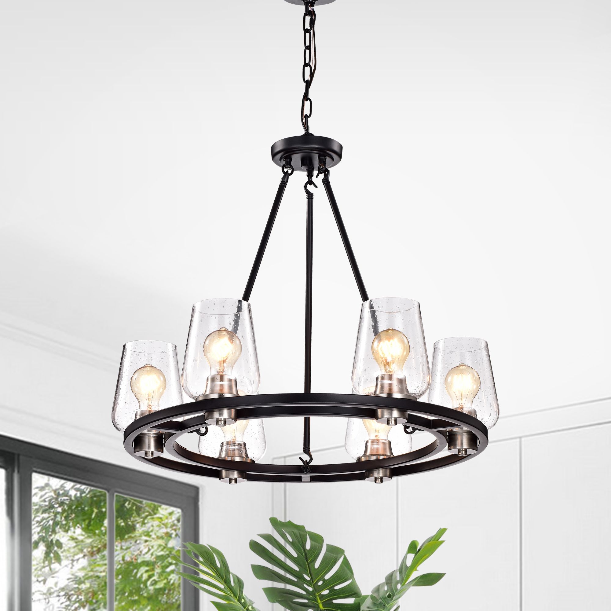6 Light Black And Brushed Nickel Circular Chandelier With Inside 2019 Six Light Chandeliers (View 5 of 15)