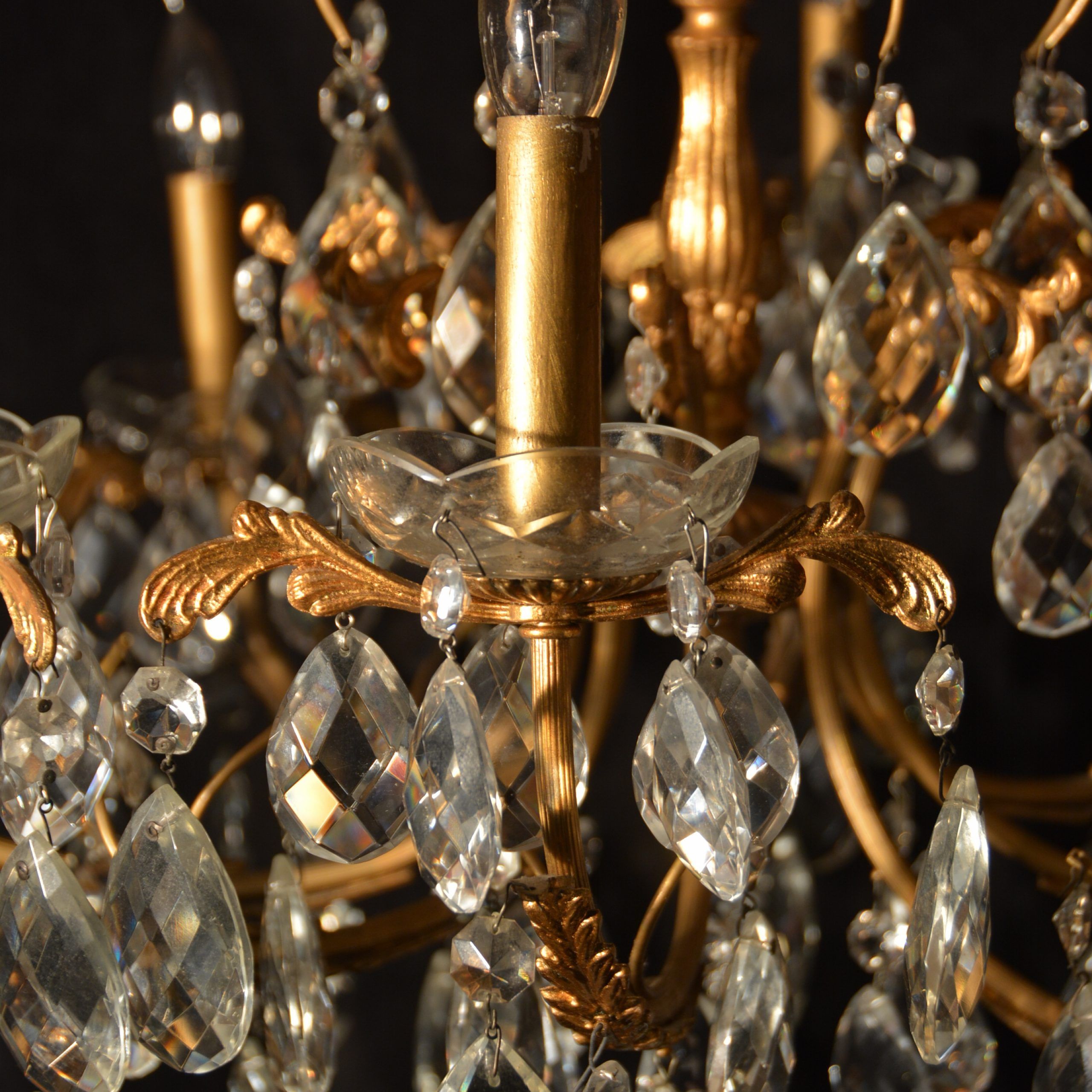 8 Light French Gold Bronze Crystal Chandelier For Sale With Most Recent Antique Gild Two Light Chandeliers (View 8 of 15)