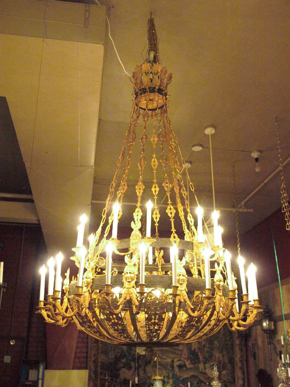 Antique Gild One Light Chandeliers Regarding Most Recent Antique Bronze Gold And Patinated Empire Chandelier At 1Stdibs (View 8 of 15)