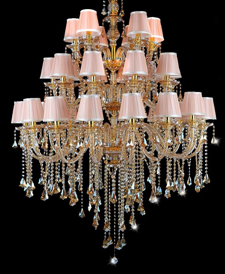 Antique Gild One Light Chandeliers Within Preferred Vintage 32 Arm Led Gold Crystal Chandelier For Living Room (View 10 of 15)