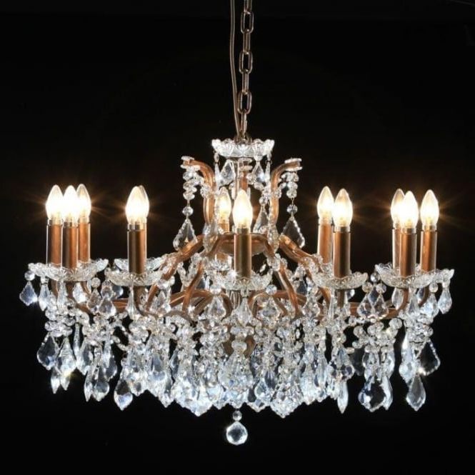 Antique Gild Two Light Chandeliers In Most Recent Shallow 12 Branch Gold Antique French Style Chandelier (View 14 of 15)