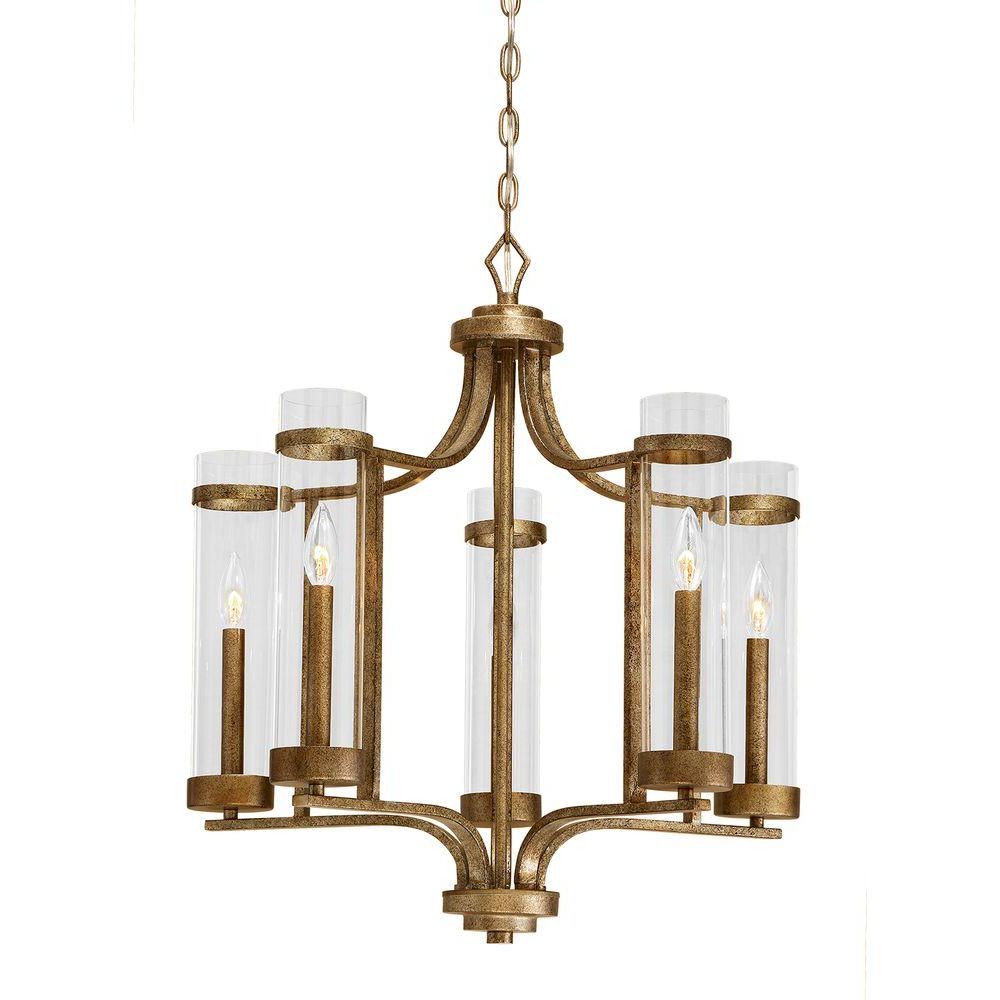 Antique Gild Two Light Chandeliers Intended For Trendy Unbranded Milan Collection 5 Light Vintage Gold Chandelier (View 13 of 15)