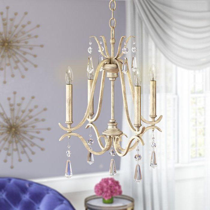 Antique Gold 13 Inch Four Light Chandeliers For Current Seraphine 4 Light Candle Style Empire Chandelier (View 9 of 15)