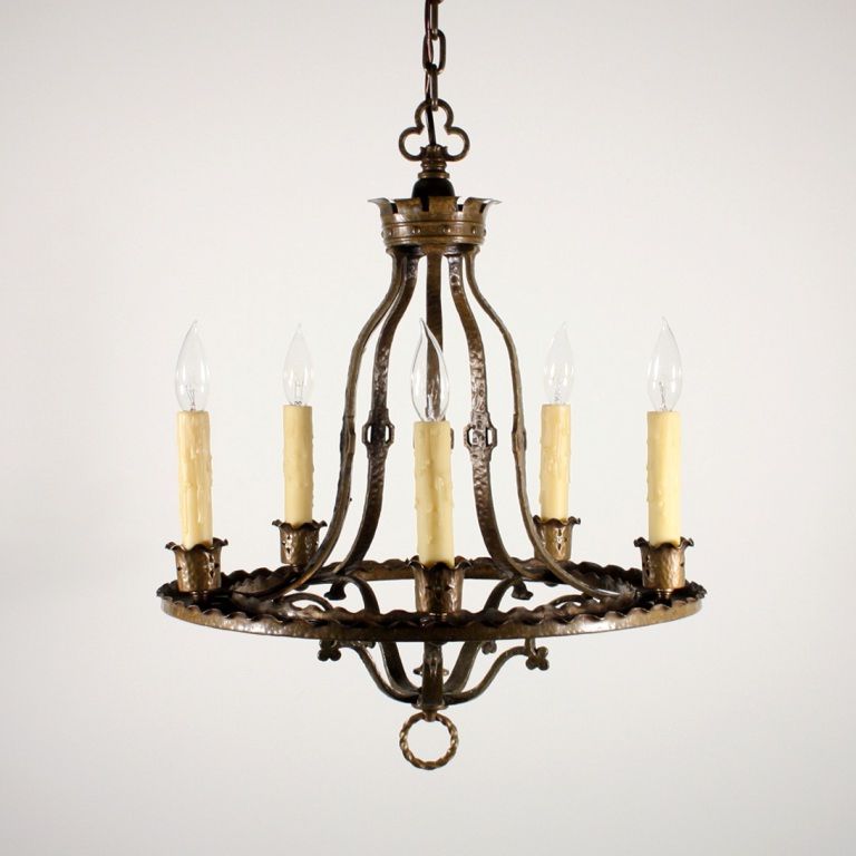 Best And Newest Handsome Antique Gothic Revival Five Light Cast Brass With Antique Brass Seven Light Chandeliers (View 6 of 15)