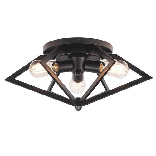 Best And Newest Matte Black Three Light Chandeliers In Patriot Lighting® Pyramus Matte Black 3 Light Flush Mount (View 6 of 15)