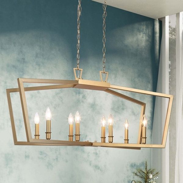 Best And Newest Steel Eight Light Chandeliers Intended For Shop Modern Glam Symmetrical Metal 8 Light Kitchen Island (View 11 of 15)