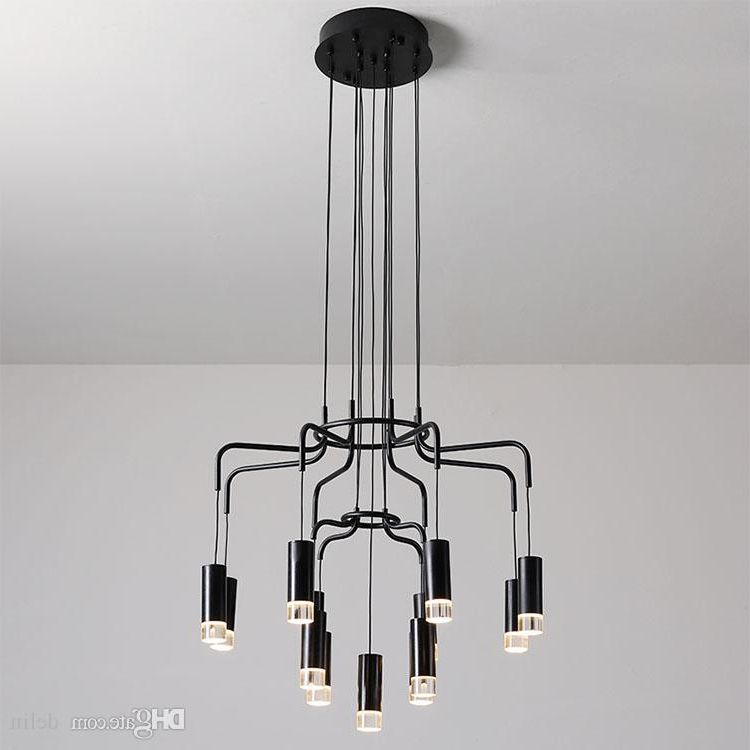 Best And Newest Stylish Modern Led Chandelier For Living Room Dining Room Within Matte Black Nine Light Chandeliers (View 2 of 15)