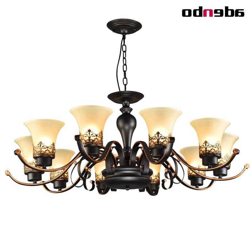 Black Iron Eight Light Chandeliers With Preferred Black Iron Wrought Chandeliers Lighting Fixtures Living (View 6 of 15)