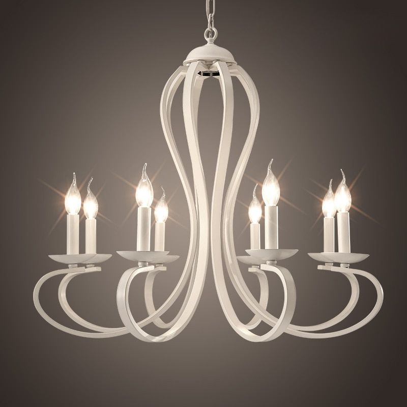 Black Iron Eight Light Chandeliers With Regard To Most Up To Date 8 Heads White Or Black Color Nordic Home Wrought Iron (View 12 of 15)