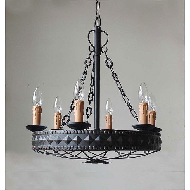 Black Iron Eight Light Chandeliers With Regard To Well Known Round Matte Black Wrought Iron 6 Light Chandelier – Free (View 8 of 15)