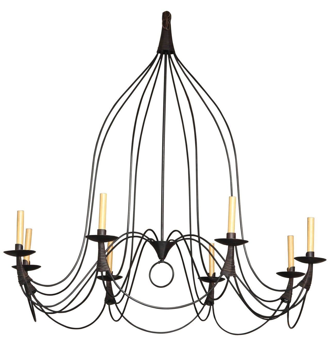 Black Iron Eight Light Minimalist Chandeliers With Well Known Midcentury Black Iron Eight Arm Chandelier At 1Stdibs (View 15 of 15)