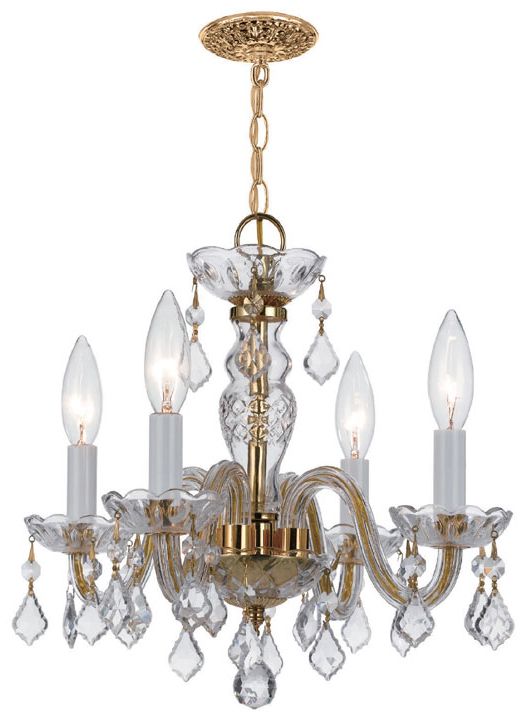 Brass Four Light Chandeliers Throughout Most Recently Released Crystorama 1064Pbclmwp Traditional Crystal 4 Light Antique (View 1 of 15)