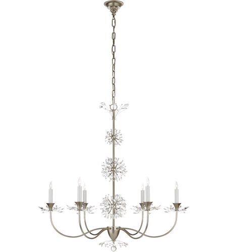 Burnished Silver 25 Inch Four Light Chandeliers Within Most Recent Visual Comfort Jn5015Bsl Cg Julie Neill Aspra 6 Light  (View 7 of 15)