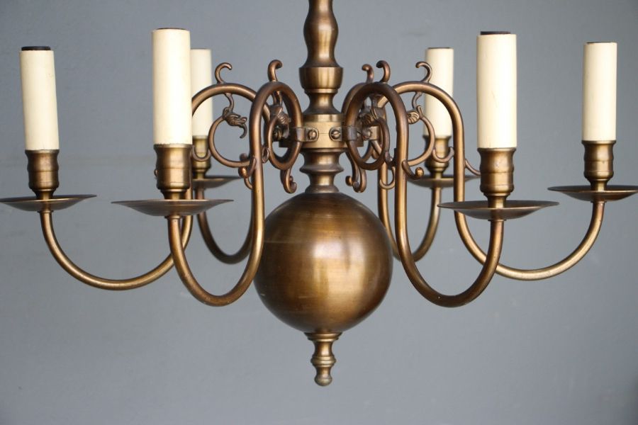Buy 6 Arm Vintage Bronze Chandelier 1930 From Antiques And With Regard To Preferred Old Bronze Five Light Chandeliers (View 14 of 15)