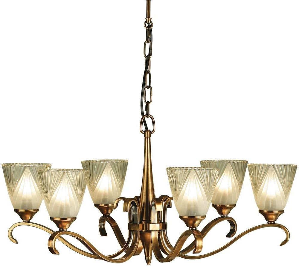 Columbia Traditional 6 Light Antique Brass Chandelier 63437 Within Favorite Antique Brass Seven Light Chandeliers (View 13 of 15)