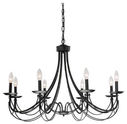 Contemporary Iron 8 Light Black Chandelier – Transitional For Most Up To Date Steel Eight Light Chandeliers (View 7 of 15)