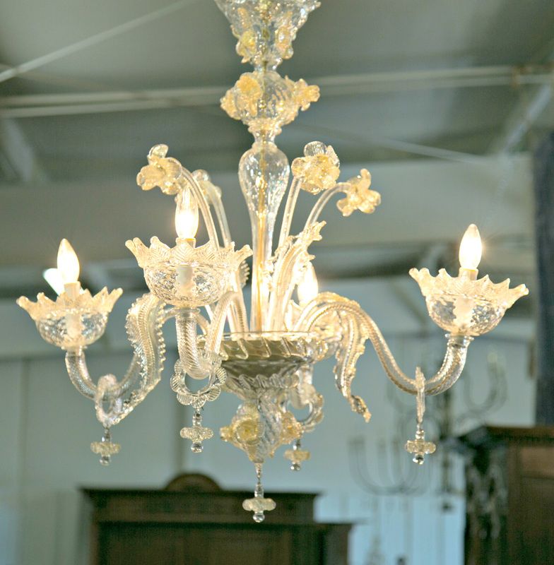 Current Antique Gild Two Light Chandeliers With Lolo French Antiques Vintage Four Light Gold Dust Murano (View 1 of 15)