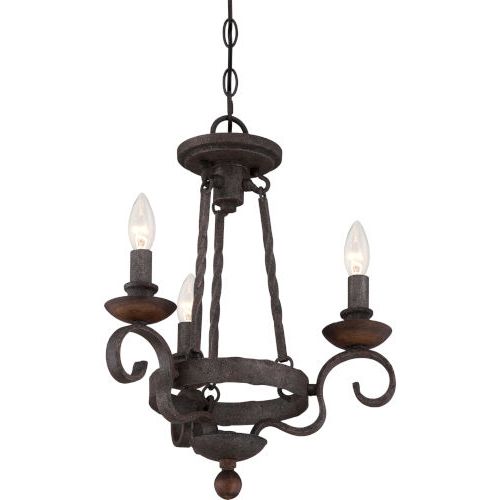 Current Quoizel Noble Rustic Black Three Light Chandelier Regarding Rustic Black 28 Inch Four Light Chandeliers (View 2 of 15)